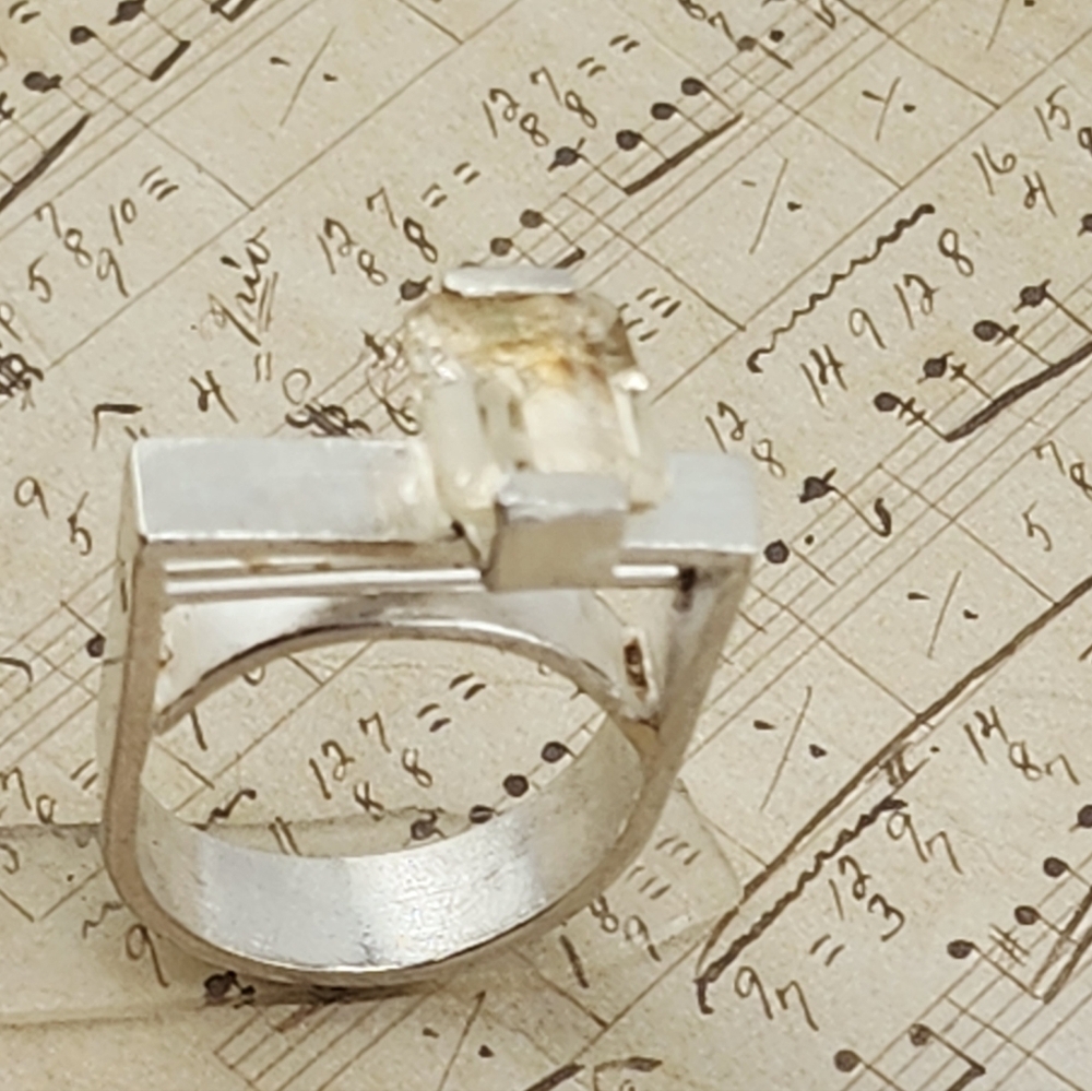 AVANT GARDE CITRINE EMERALS CUT RING HANDMADE IN STERLING SILVER SZ 7 - Picture 12 of 13